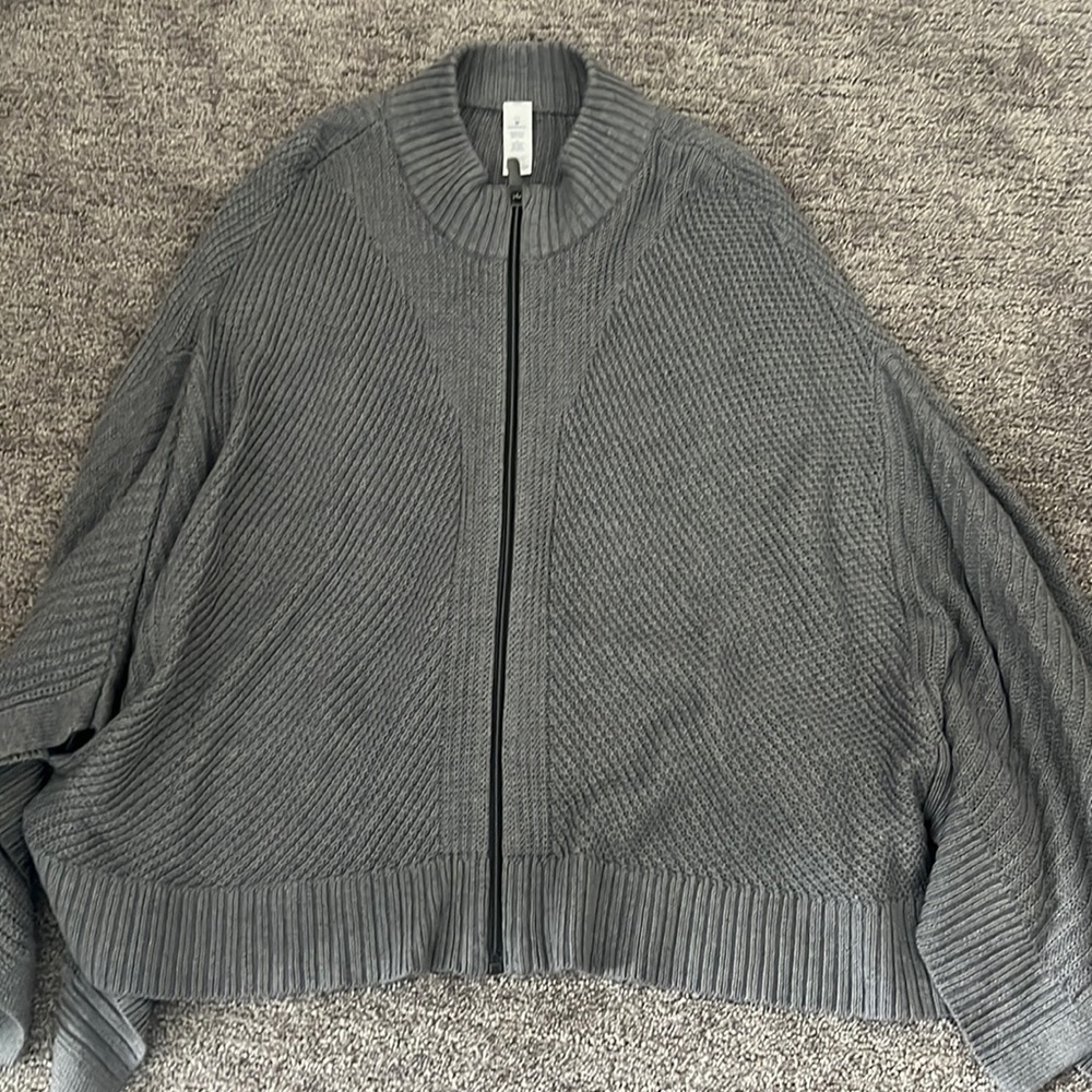 Lululemon light grey zip up sweater with no hood
